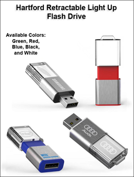 Hartford Retractable Light Up Flash Drive